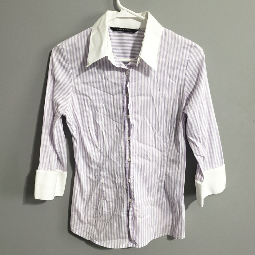 Zara woman Striped Bottom down shirt size M